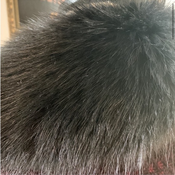 PRADA Plaid red black genuine fur jacket cape S 6 - Picture 5 of 5